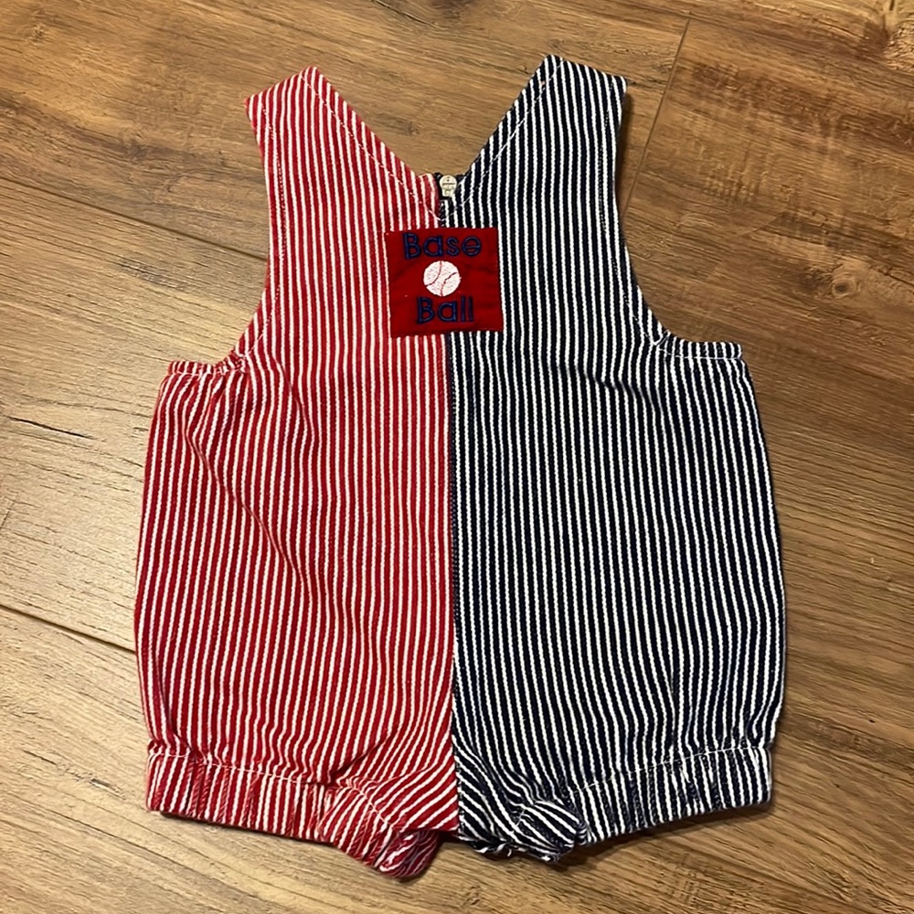 Denim baseball romper